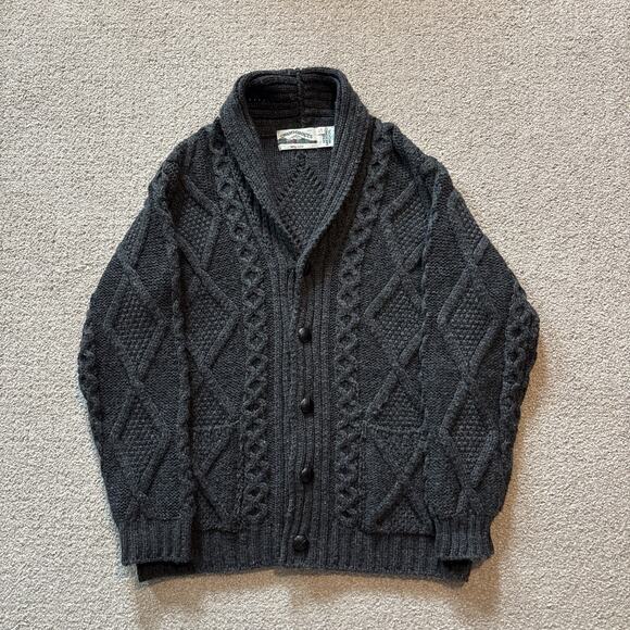 Aran Crafts Other - Aran Crafts Ireland Merino Wool Shawl Collar Cardigan Sweater Mens S Gray Cable